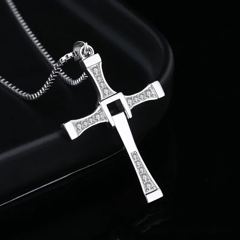 Fast And Furious Movie Dominic Toretto Cross Necklace Pendant 925 Sterling Silver Jewelry For Women Men Couple Lovers Xmas Gifts
