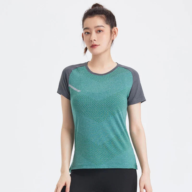 Fitness Women Shirts Quick Dry Yoga Sport T Shirt Gym Running Sportswear Tops Short Sleeve Training Blouses Jersey Jogging Tee