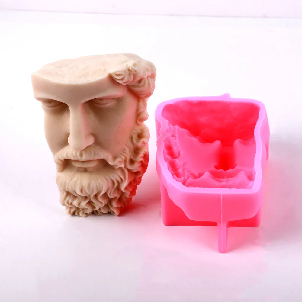 Jesus Cross Sculpture Candle Silicone Mold Human Portrait Abstract Scented Candle Plaster Resin Mould Greek Mythology Home Decor