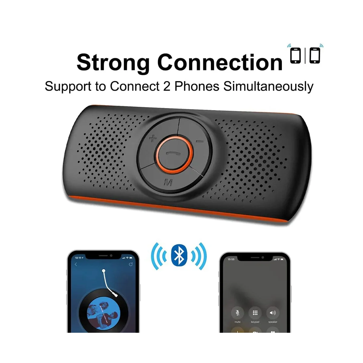 Car Bluetooth Speaker Bluetooth in Car Speakerphone for Handsfree Talking, Wireless Car Music Player with Visor Clip