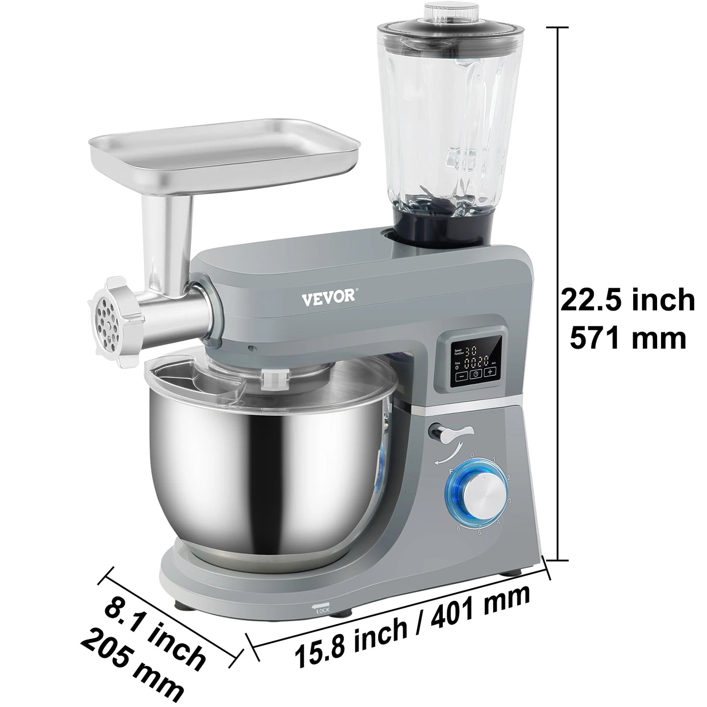 VEVOR 5-in-1 Precision Stand Mixer – 7.4 Qt Heavy-Duty Tilt-Head Electric Kitchen System with LCD Timer, Dough Hook & 6-Speed Pure-Copper Motor - Premium mixer from dsers - Just $247.99! Shop now at Lizard Vigilante