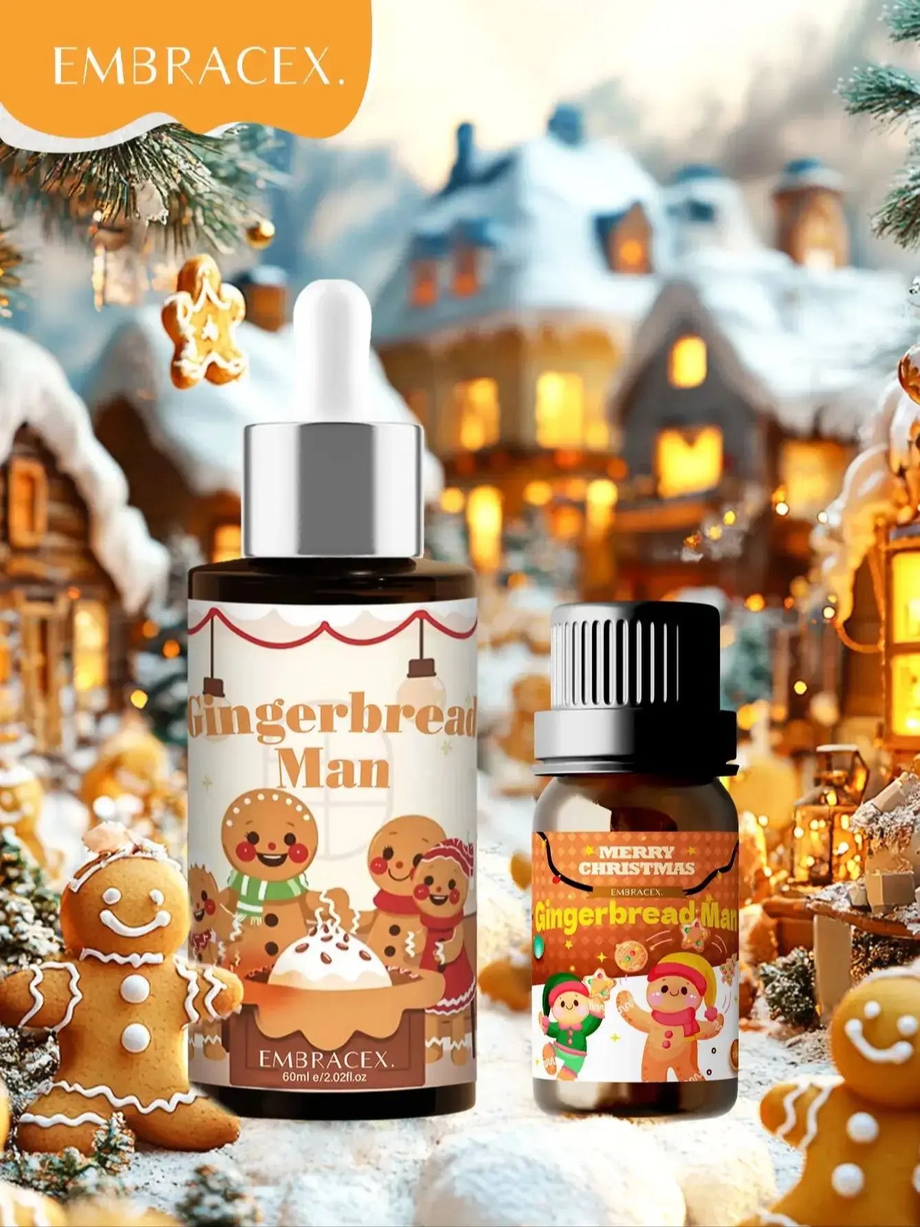 10ml 60ml Gingerbread Man Fragrance Essential Oils Long Lasting Perfumes Can Make Christmas Candle Car Airfresheners