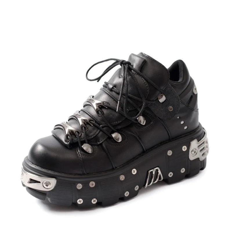 2024 New Women's Heavy Metal Punk Sneakers Platform Dad Shoes Men