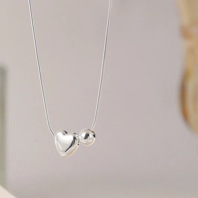 925 Sterling Silver Necklace Simple Heart Love Ball Elegant Geometric for Women Girl Jewelry Gift Dropshipping Wholesale