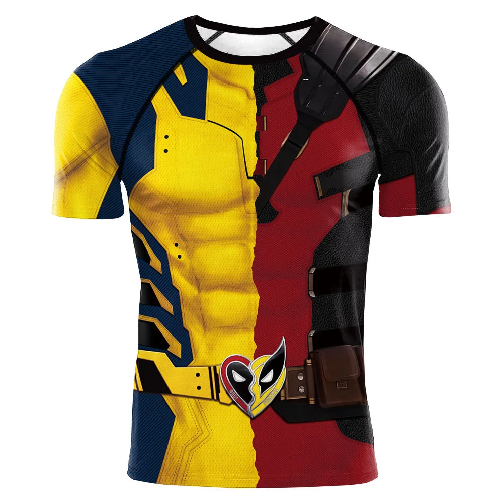 Wolverine Deadpool Superhero Compression Shirt – Men's Cosplay Costume for Halloween and Parties - Premium tee from Lizard Vigilante - Just $25.99! Shop now at Lizard Vigilante
