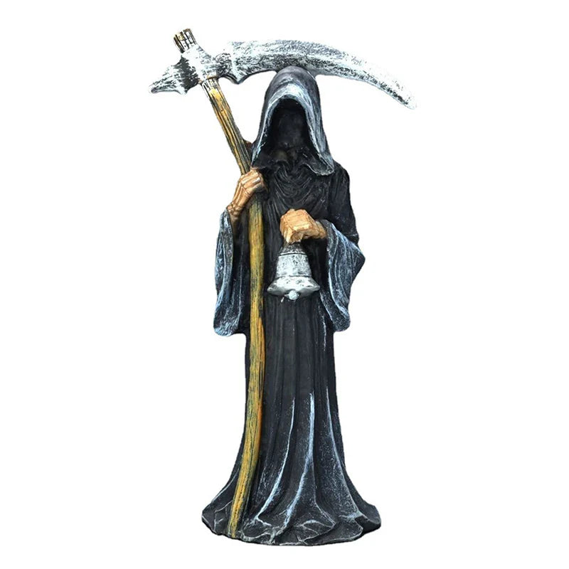 Holy Death Statue Standing Religious Decorative Figurine Grim Reaper Holding Scythe Statue Altar Halloween