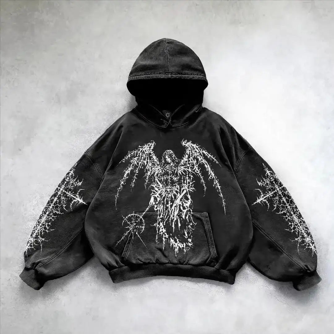 Harajuku hoodie dark punk print hoodies women oversized sweatshirt goth new couples y2k tops goth streetwear gothic clothes