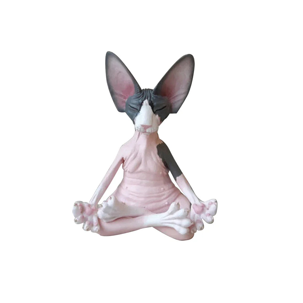 ABUN-Resin Meditation Yoga Cat Cat Statue Art Decor Sculpture Desk Home Garden Statue