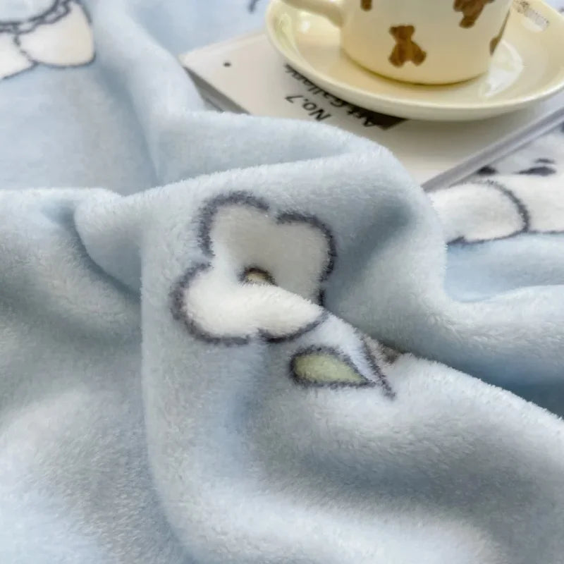 Warm Plush Blanket Comfortable 2024 New Winter Blanket Cartoon Four Season Flannel Soft Bed Cover Office Napping Blanket
