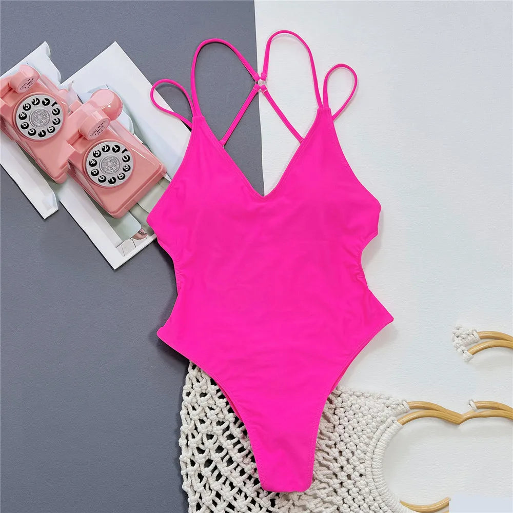 “DEEP RIFF BACKCRASH” Cross-String One-Piece – Blue Static 2025 Tour Edition - Premium bikini from dsers - Just $26.99! Shop now at Lizard Vigilante