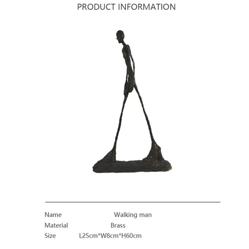 Large Handmade Abstract Walkers Sculpture Brass Bronze Traveler Walking Man Statue Person Walker Decoration Office Home Decor