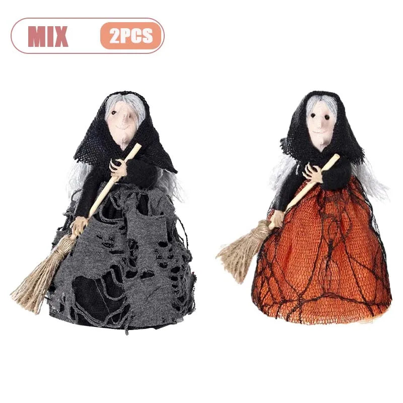 Halloween Witch Decoration with Broom for Home Garden Porch Party Hanging Decor Indoor and Photography Prop Home Accessories