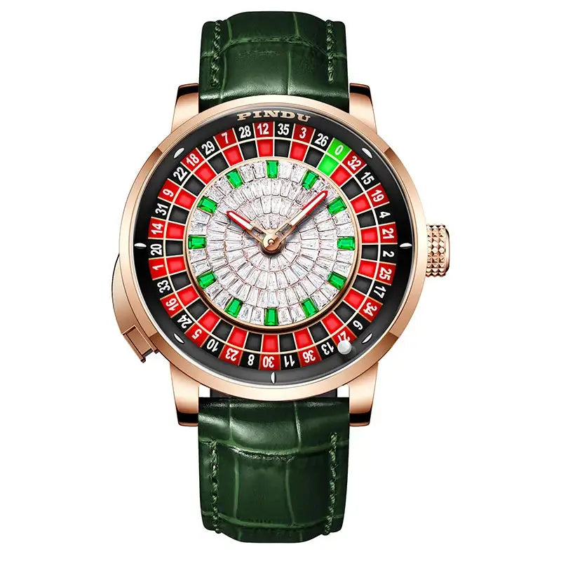 Pindu Player Gambling Series Men's Watch European Roulette Poker Game Fully Automatic Mechanical Sports Design Party Watch