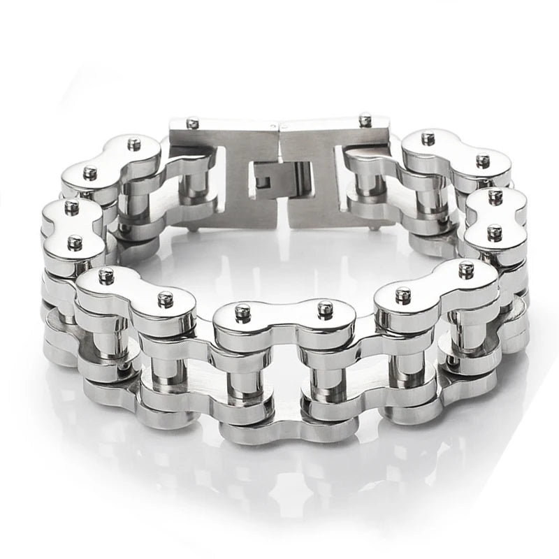 Titanium Riot Chain Biker Bracelet — Rainbow & Blue Heavy Punk Edition