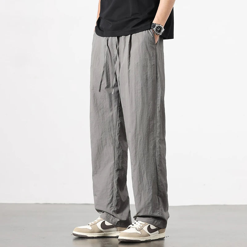 KUBRO Ice Silk Men’s Summer Power Pants – Breathable Black & Gray Business Casual Straight-Leg Sweatpants - Premium pants from dsers - Just $44.99! Shop now at Lizard Vigilante
