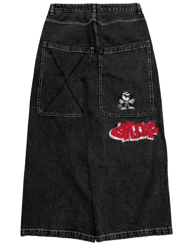 Y2K Baggy Vintage Jeans – Harajuku 2000s Embroidered Hip Hop Streetwear Wide Leg Casual Pants - Premium jeans from dsers - Just $52.99! Shop now at Lizard Vigilante