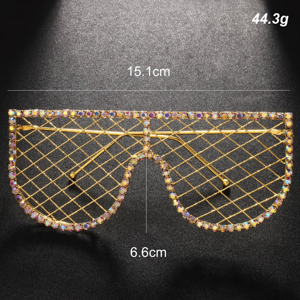Stonefans “Facebreaker 2025” Mesh Crystal Frames – Y2K Rockstar Face Jewelry for Women, Belly Dance Bling & Headliner-Ready Statement Shades - Premium shades from dsers - Just $21.99! Shop now at Lizard Vigilante