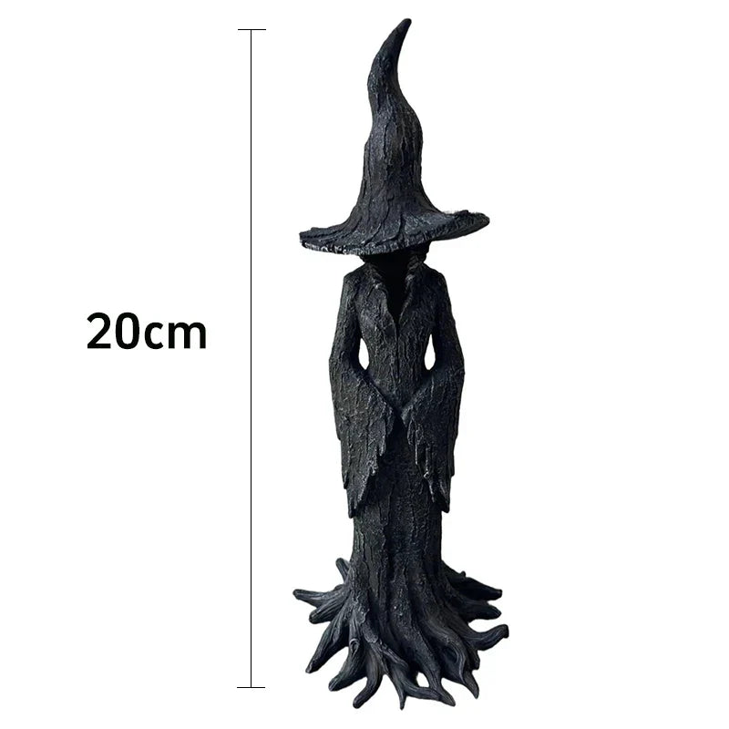 Halloween Witch Decoration Statue, Gothic Resin Sculpture Ornament, Retro Magician Decoration Craft, Dark Fantasy Decoration.