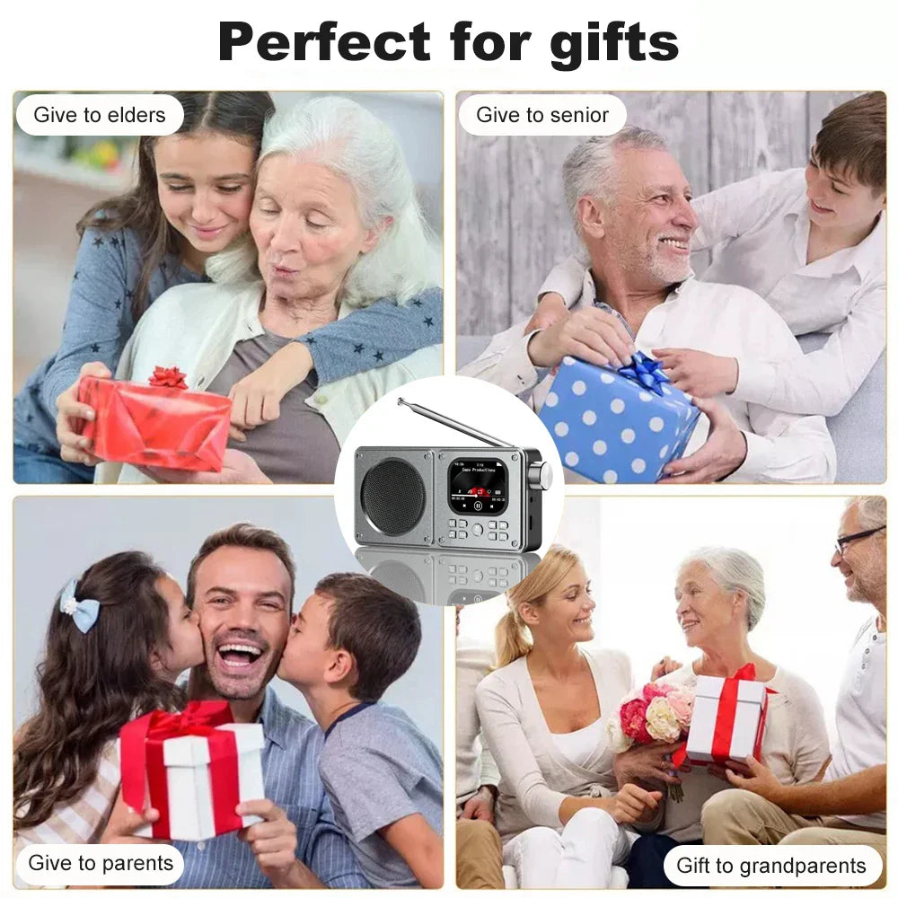 Wireless Bluetooth5.4 Speakers 87.5-108MHz Portable FM Radio Outdoor Radio MP3 Music Player Support Earphone TF Card Video Clock