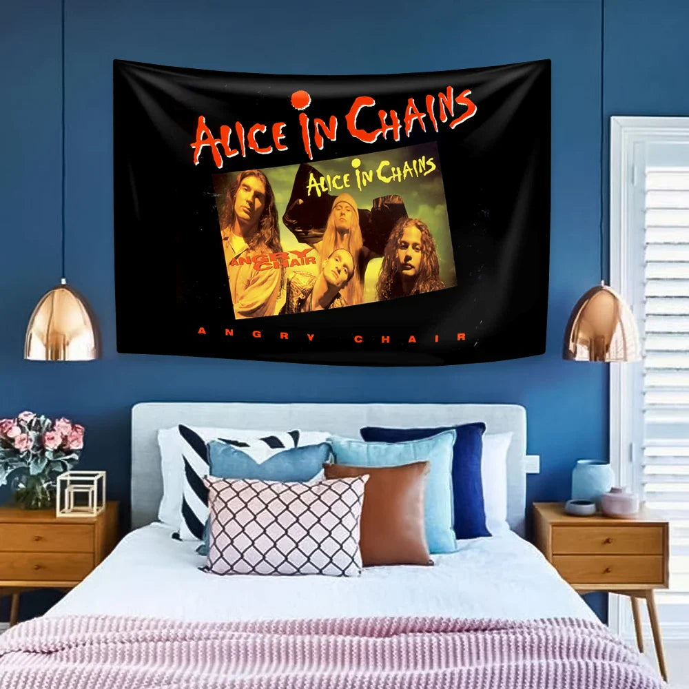 Rock Band Tapestry A-Alice In Chains Music Home Decor Aesthetics Bedspread Wall Hanging Carpets Dormitory Covering Cloth