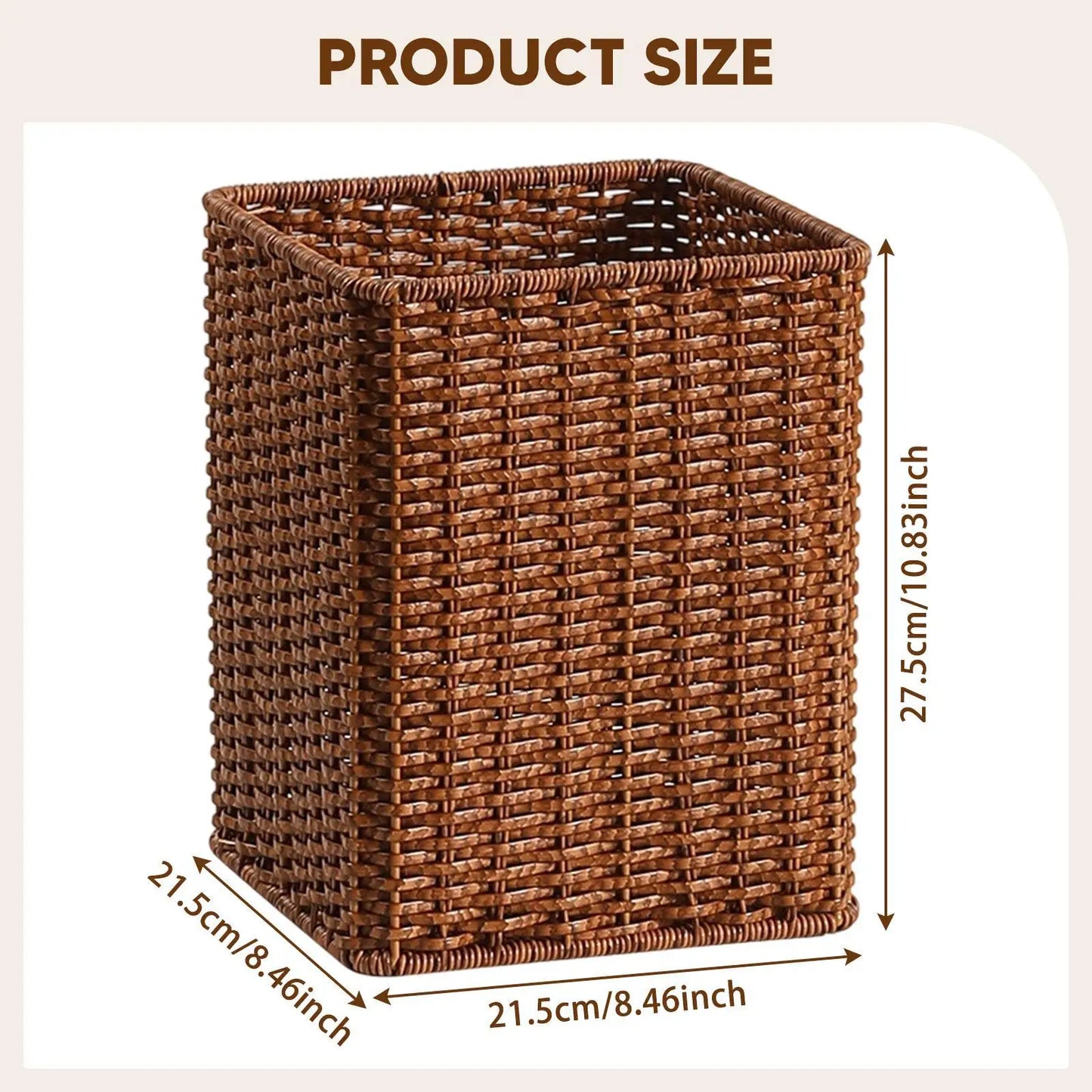 Trash Can Open Top Garbage Can Recycling Bin Dustbin Space Saving Wastebasket Waste Basket for Laundry Office Home Bathroom