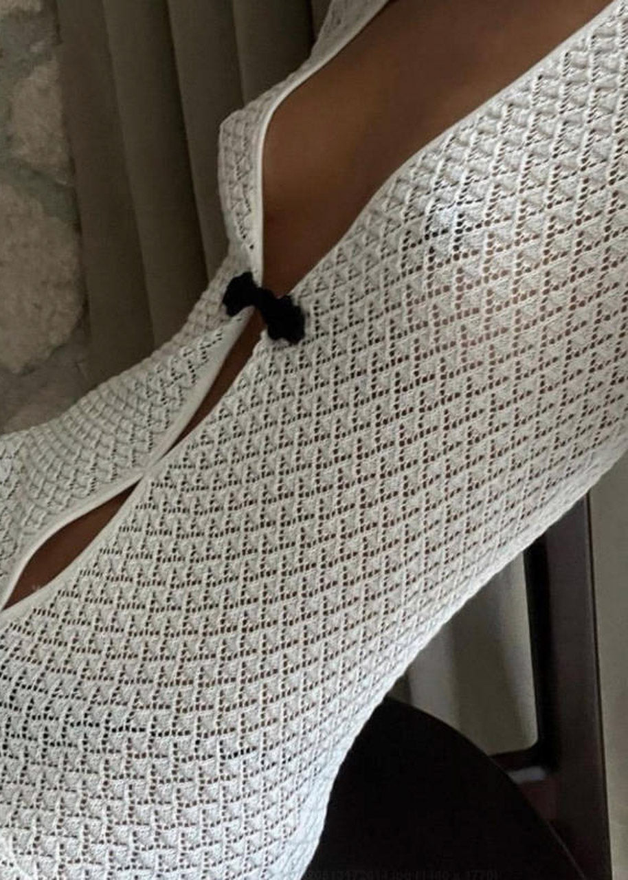 White Long Sleeve Maxi Dress