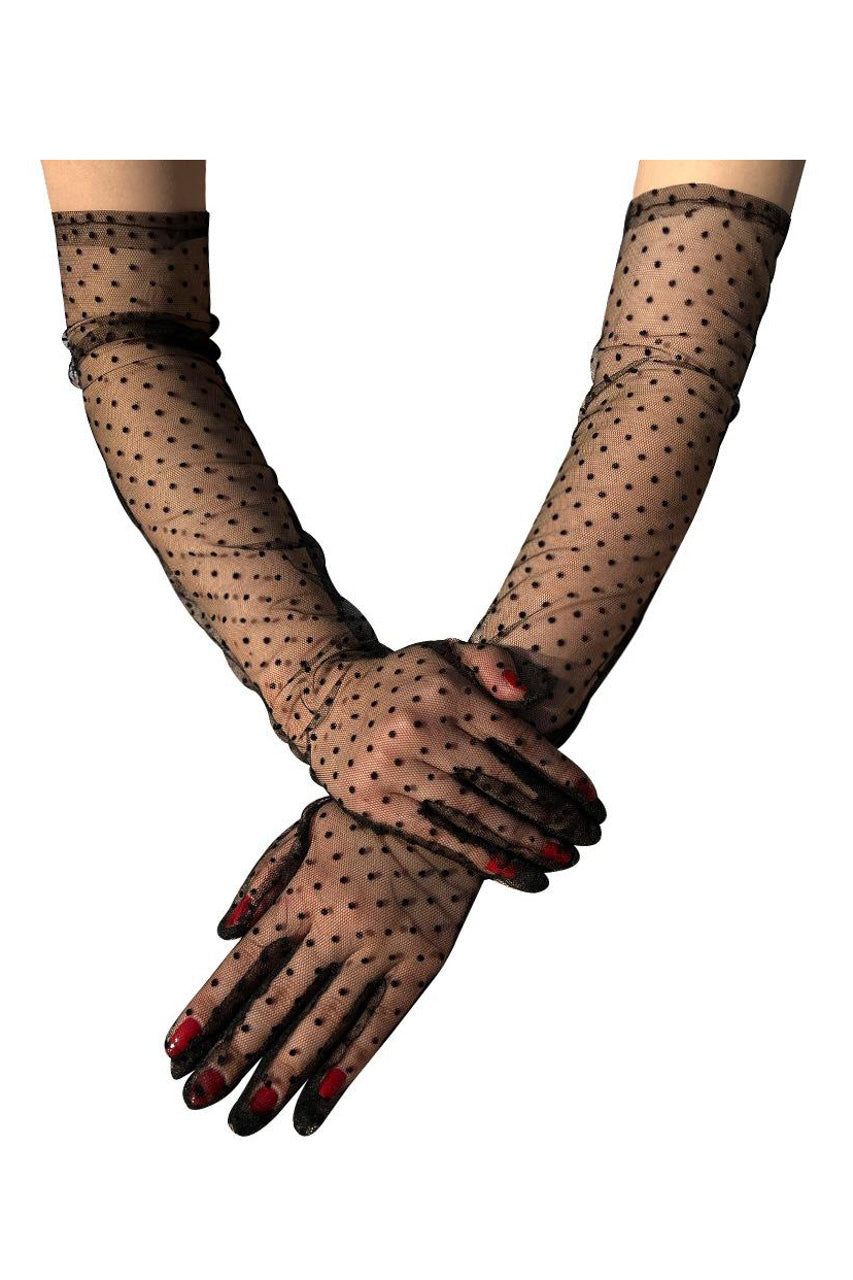 French Dot Mesh Gloves
