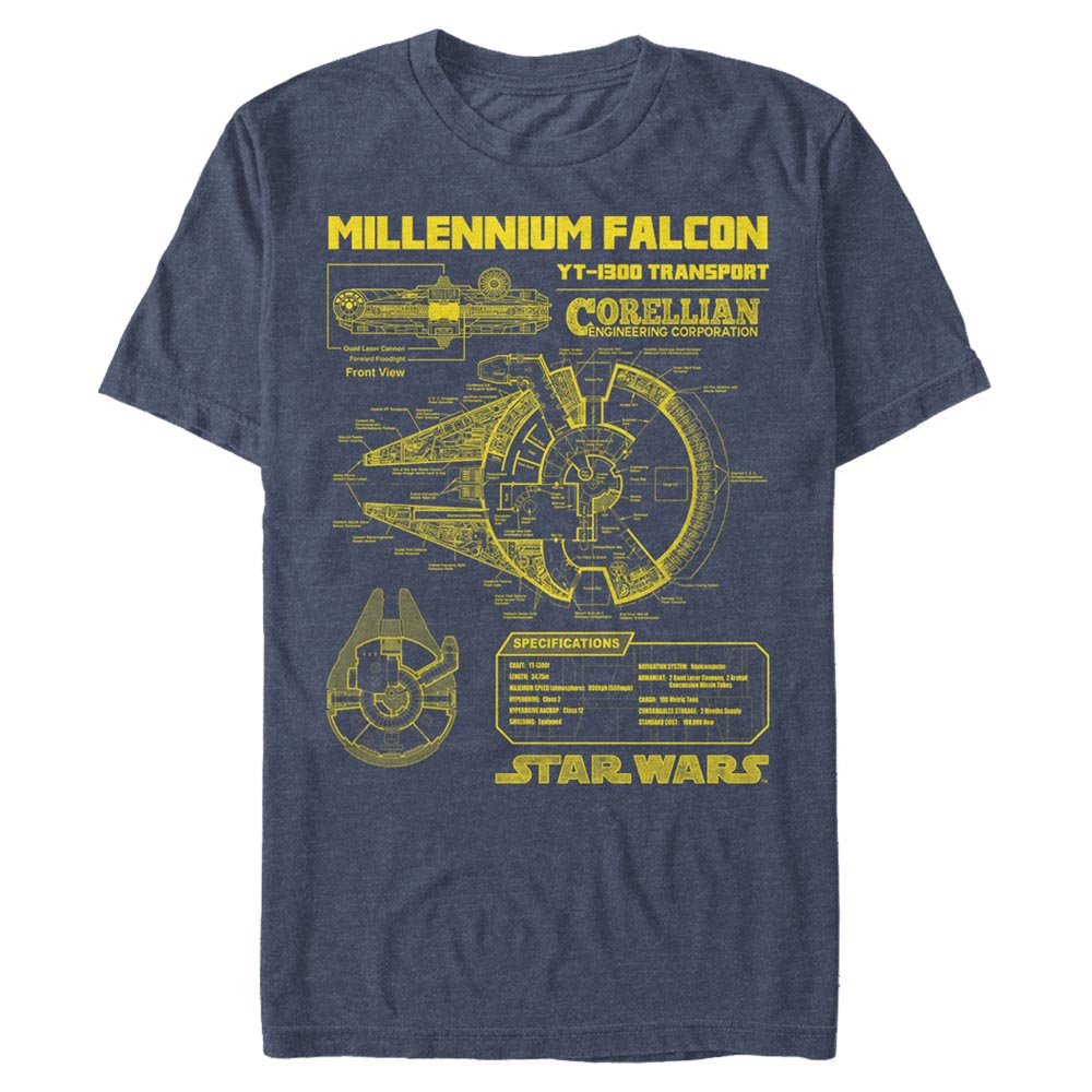 Star Wars Falcon Schematic Mens T Shirt