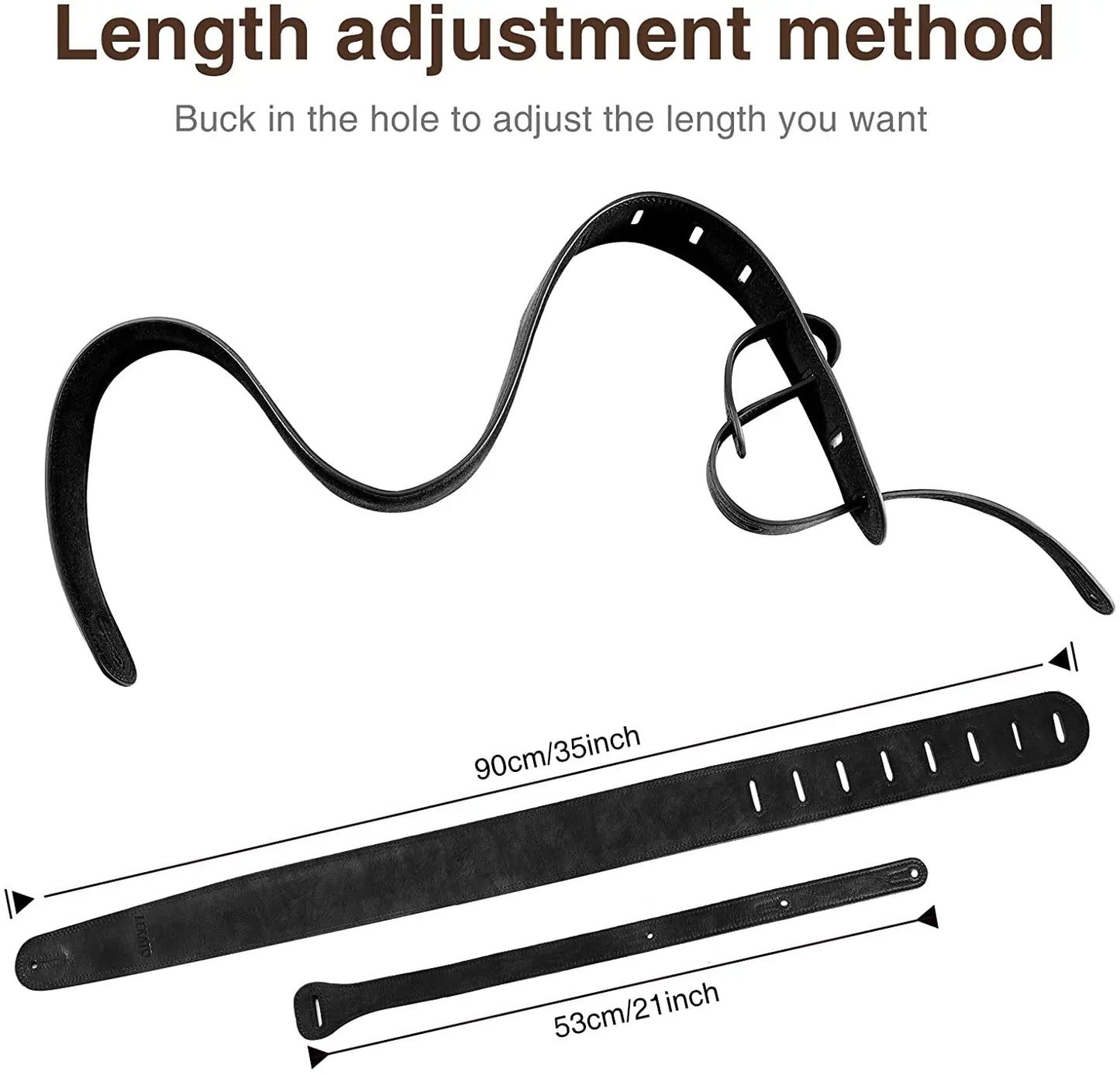 Lekato 2.5" Leather Guitar Strap – Heavy-Duty Padded Armor for Bass & Electric