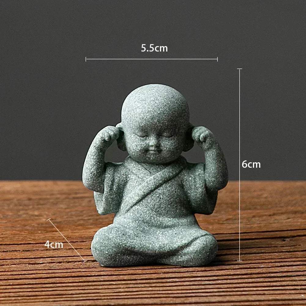 Buddha Stone Statue Little Buddhist Monks Tibetan Buddhism Figurines Zen Garden Ornament Meditation Home Aquarium Decoration