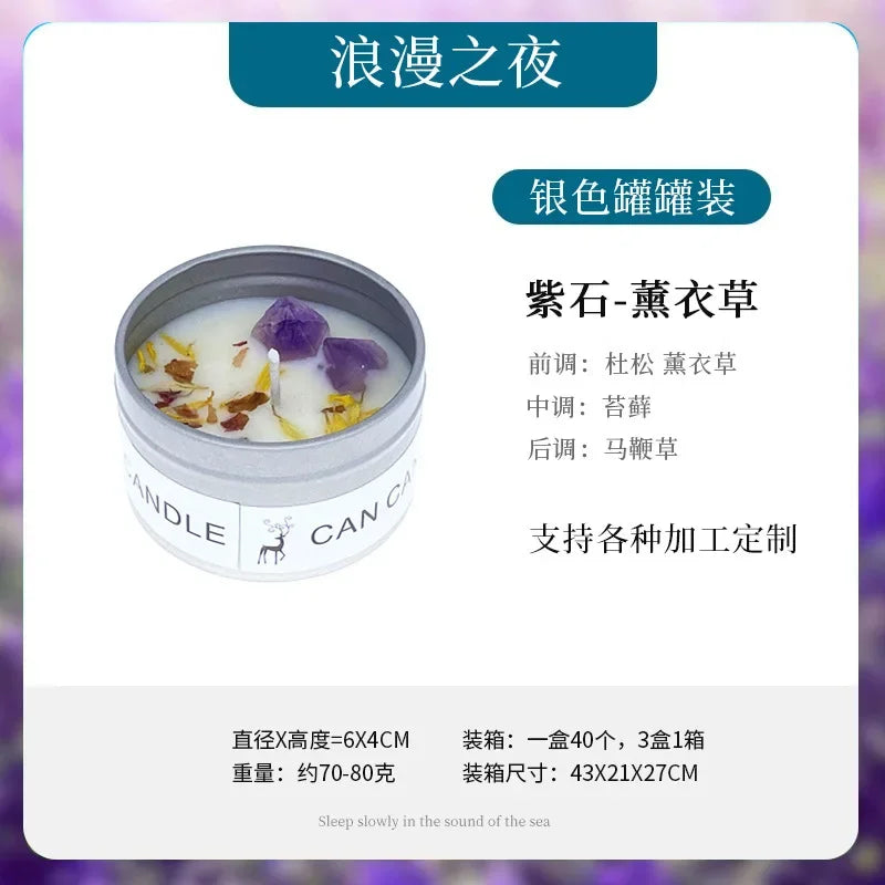 Aromatherapy Candles Crystal Stones Dried Flowers Household Candles Iron Cans Indoor Fragrance Candles Wedding Gifts