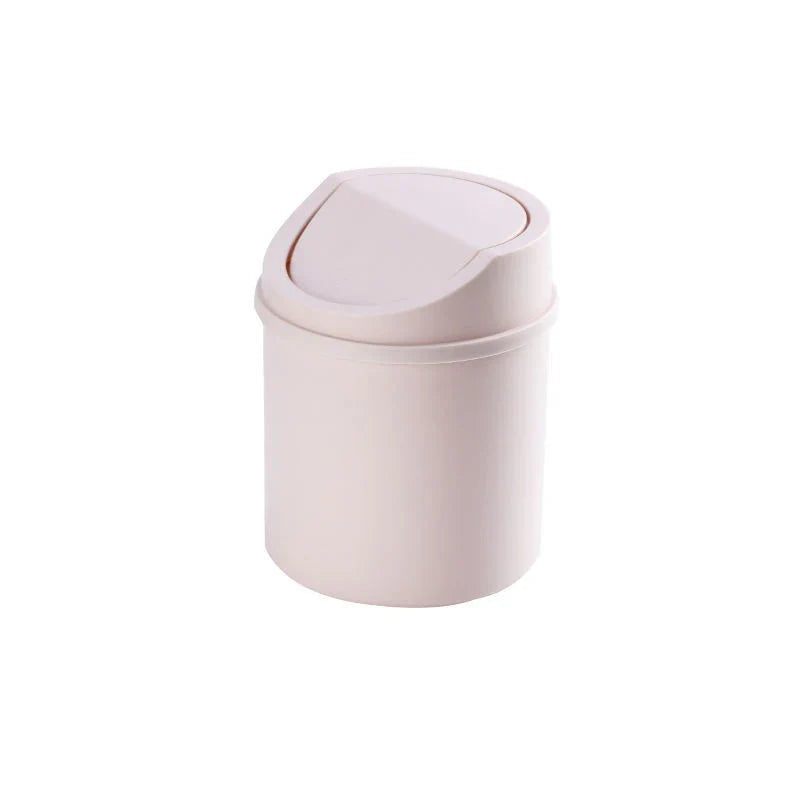 Mini Desktop Bin Small Trash Can Tube With Cover Bedroom Trash Can Garbage Can Clean Workspace Storage Box Home Desk