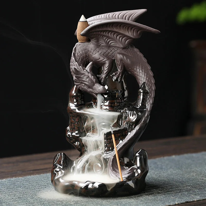 Creative Home Decor Ornaments Dragon Waterfall Backflow Incense Burner Pterosaur Ceramic Censer Incense Stick Holder -No Incense - Premium from Lizard Vigilante - Just $42.99! Shop now at Lizard Vigilante