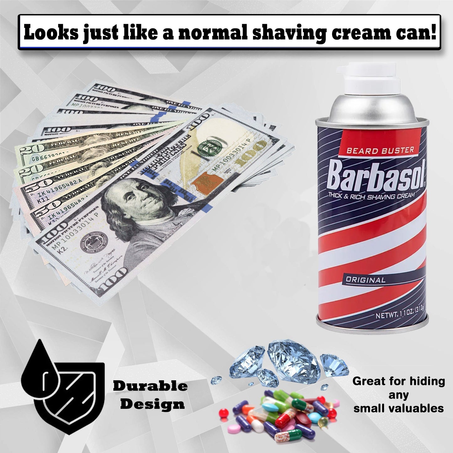 Barbasol Can Diversion Safe - Discreet Diversion Can Safes to Stash money, jewelry, and other small Valuables