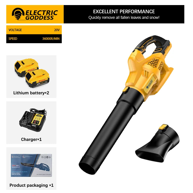 Electric Goddess EG-32000R — Cordless 6-Gear Air Blower Beast | 20V Compatible Superpower for Snow, Leaves, Dust & Chaos