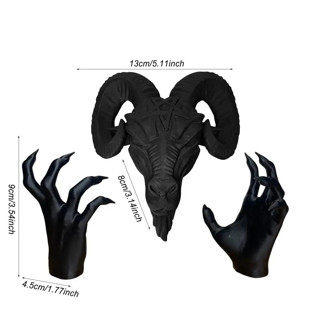 Devils Goat Baphomet Statue Resin Baphomet Head and Hands Statue Gothic Satanic Goat Ornament Religious Sculpture Ornament