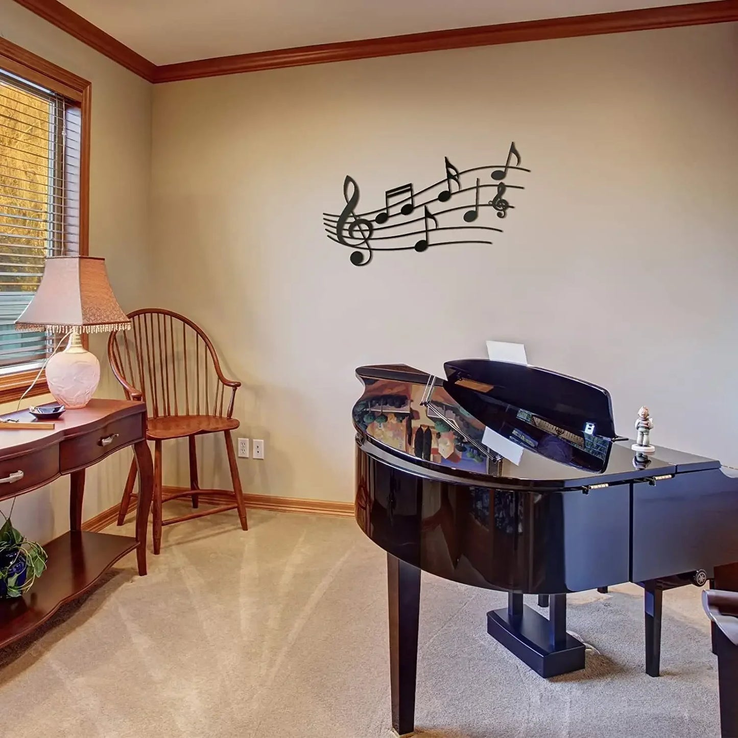 Music Note Wall Decor – Black Metal Music Notes Wall Art for Home, Studio, or Office