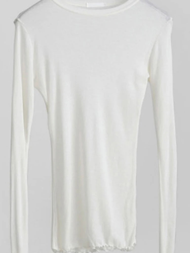 High Quality Plain T Shirt Women Cotton Elastic Basic T-shirts Female Casual Tops Long Sleeve Sexy Thin T-shirt see through - Premium from Lizard Vigilante - Just $6.99! Shop now at Lizard Vigilante