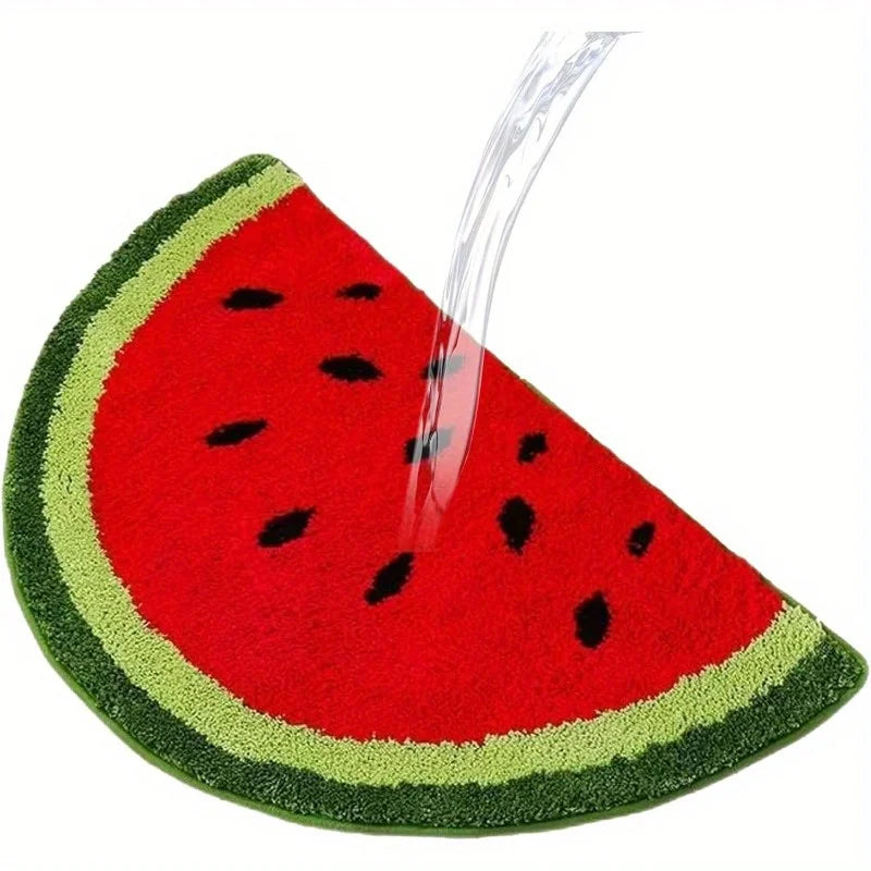 Fruit Pattern Rug Doormat Half Round Shaped Water Absorption Bath Mat Non Slip Floor Mat, Bedroom and Carpets for Living Room