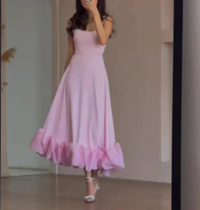 Ruffle Siren Backless Empire Swing Dress