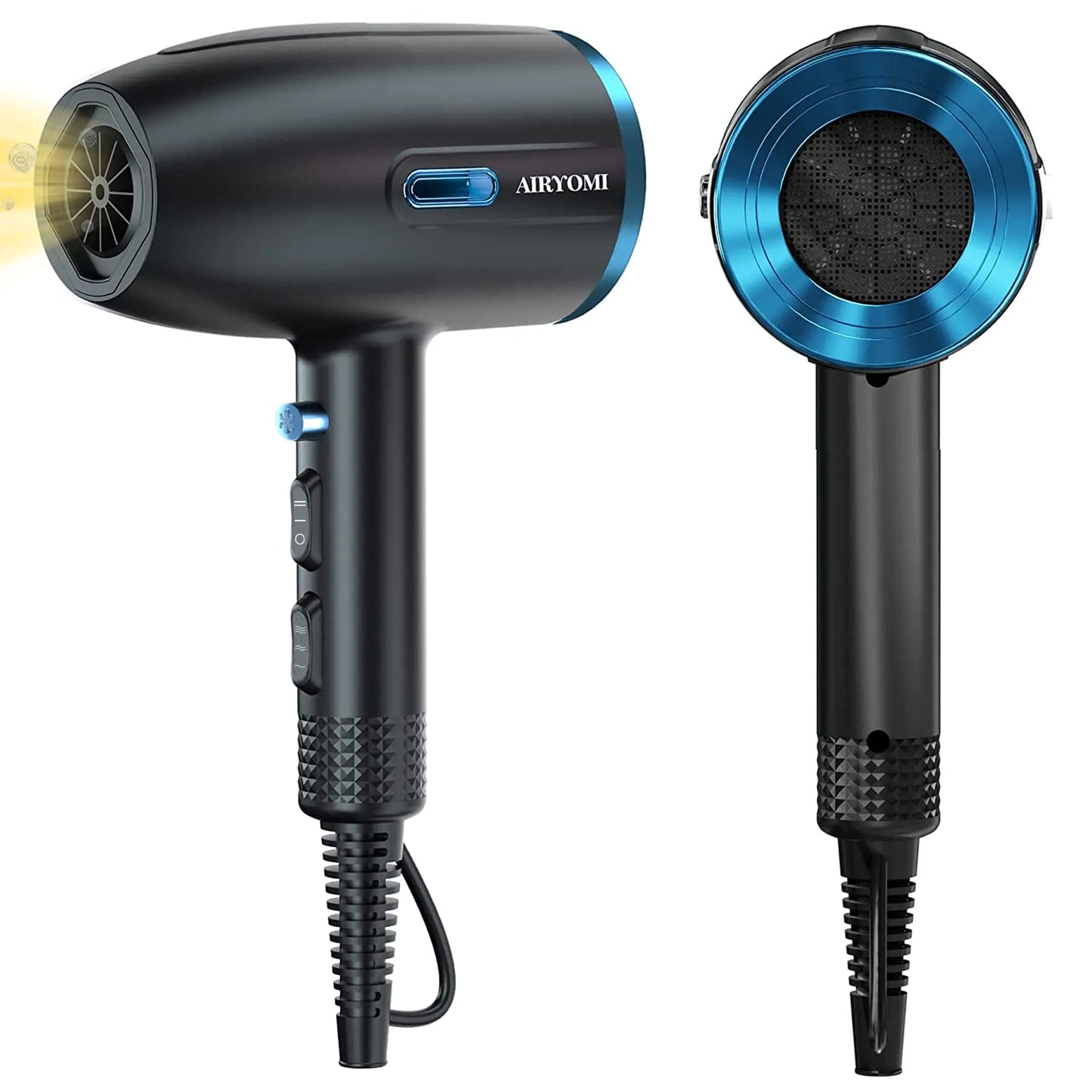 AIRYOMI Hair Dryer 1875W Blow Dryer with Diffuser Powerful Fast Dry Ionic Hair Dryer Portable Hair Dryer 3 Temps 2 Speed and Cold Settings Black