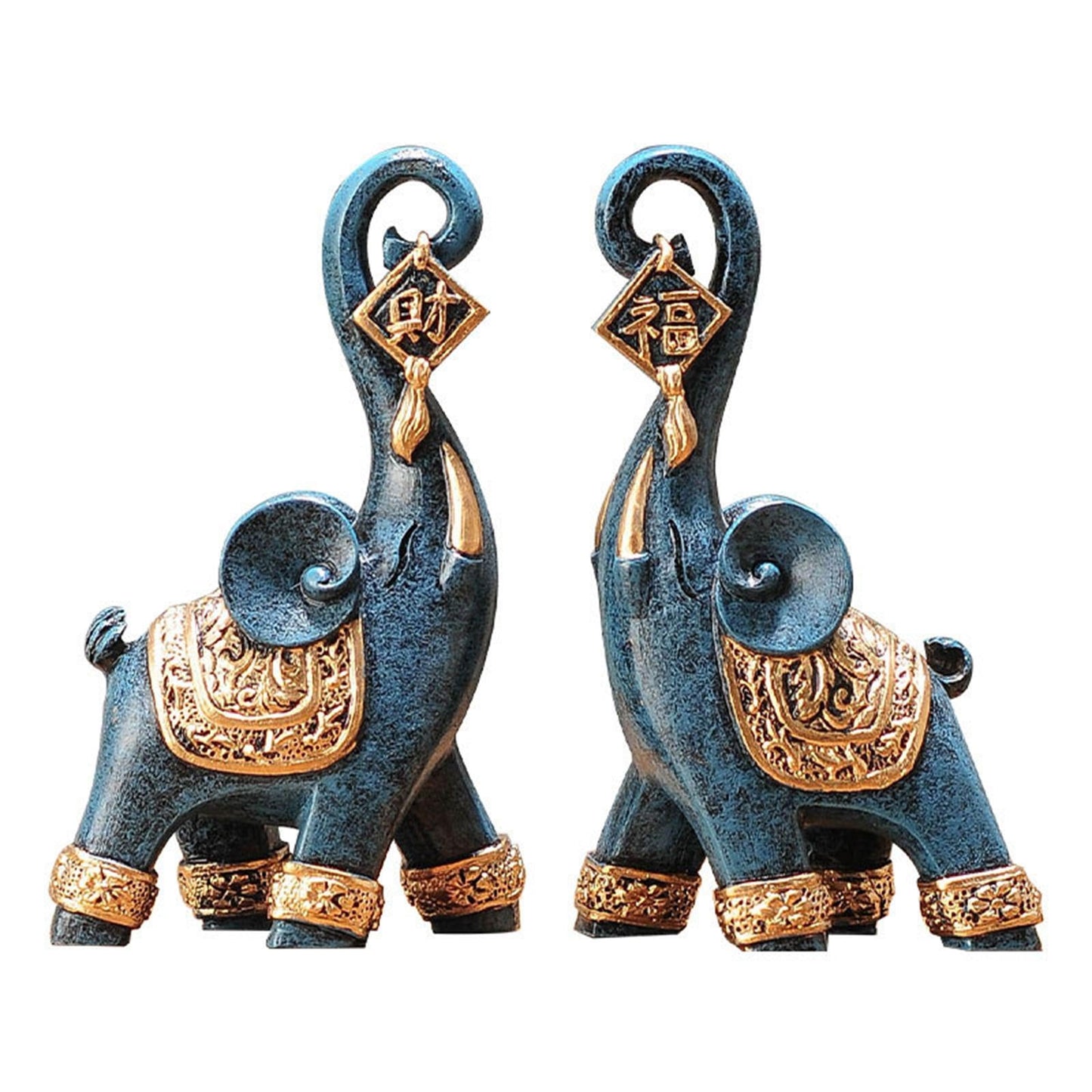 2x Modern Elephant Statues Art Craft Collection Animal Sculpture Ornament for