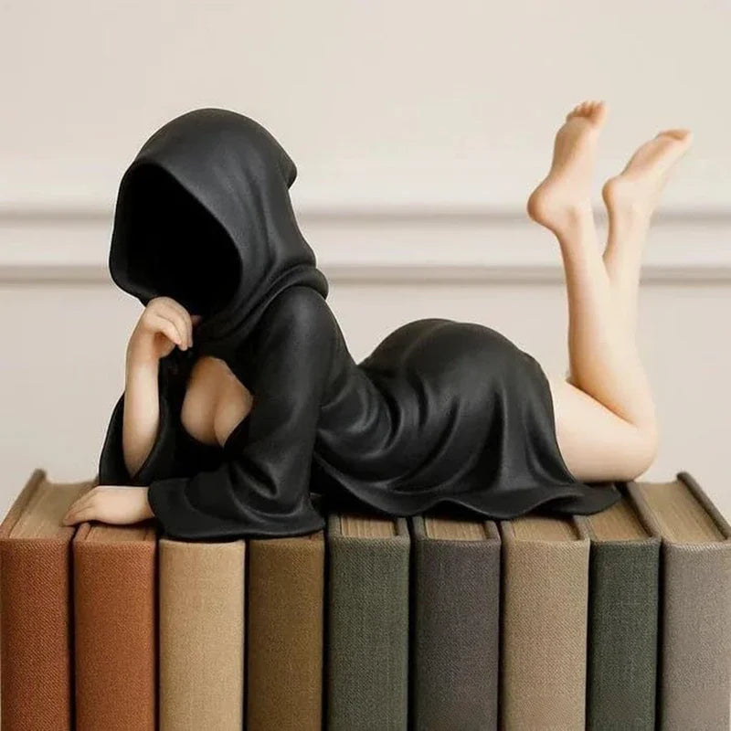 Women Statue Masked Women Desktop Ornament Mysterious Lady Statue for Desk Room Fireplace Shelf Mantel Table Entryway