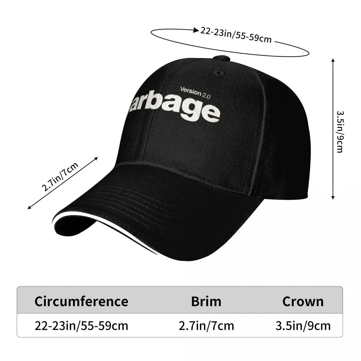 Garbage Version 2.0 North American Tour 1998 Adjustable Baseball Cap Durable All-Season Streetwear Hat