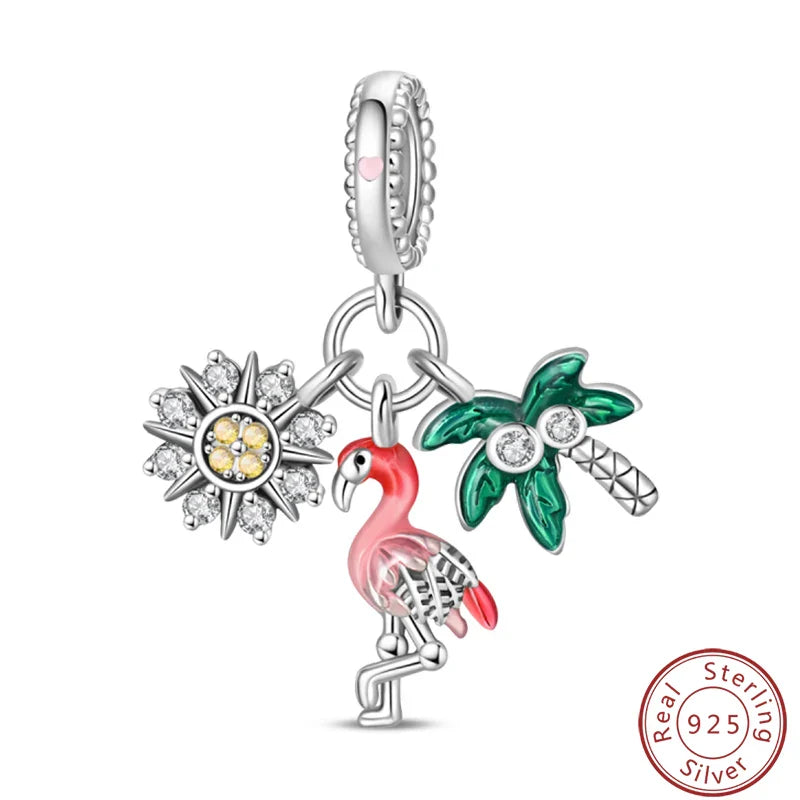 S925 Sterling Silver Princess Golf Hamster Camera Travel Three Piece Set Charms Beads 3mm DIY Fine Jewelry Making