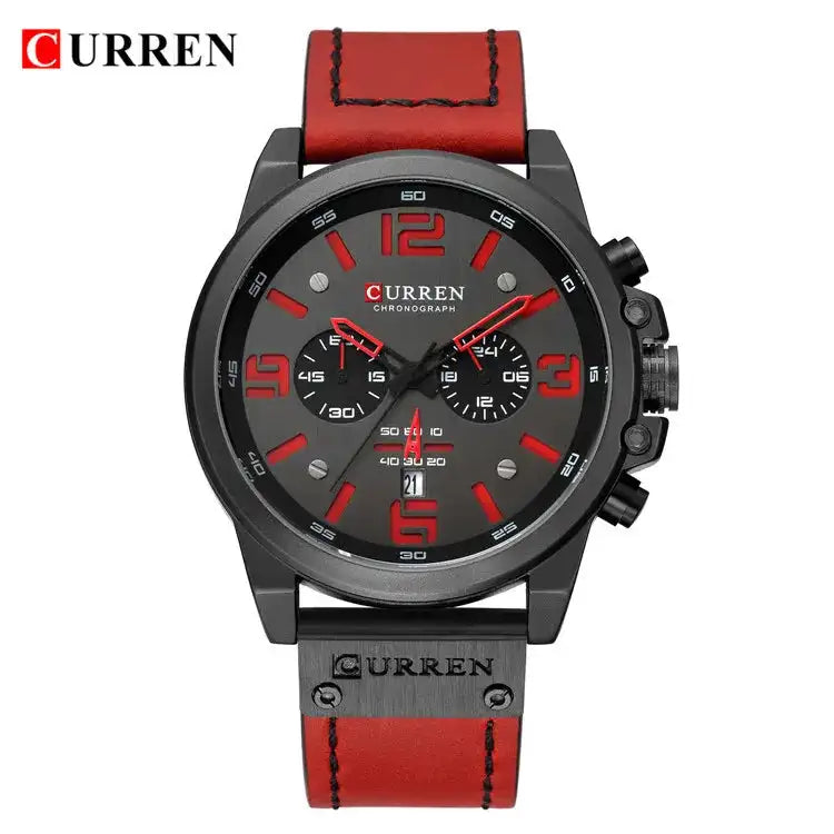 CURREN 8314 Men's Quartz Watch New Fashion Multi-function Chronograph Clock Leather Strap Calendar Simple Sports Watches for Men