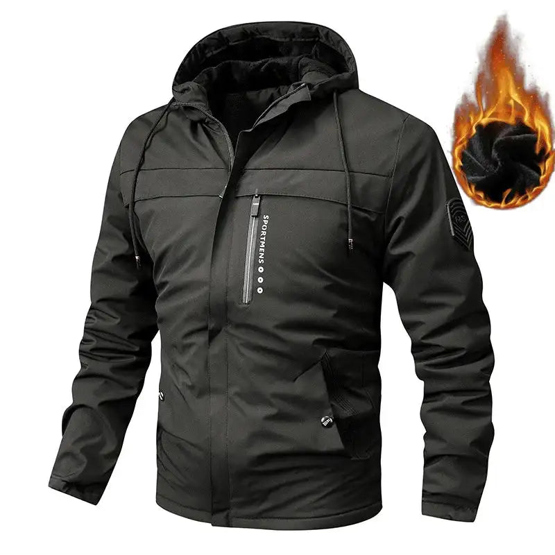 Winter Men's Warm Padded Jackets Fashion Men Fleece Lined Thermal Hooded Coats Men Mountain Ski Windbreaker Jackets Clothing