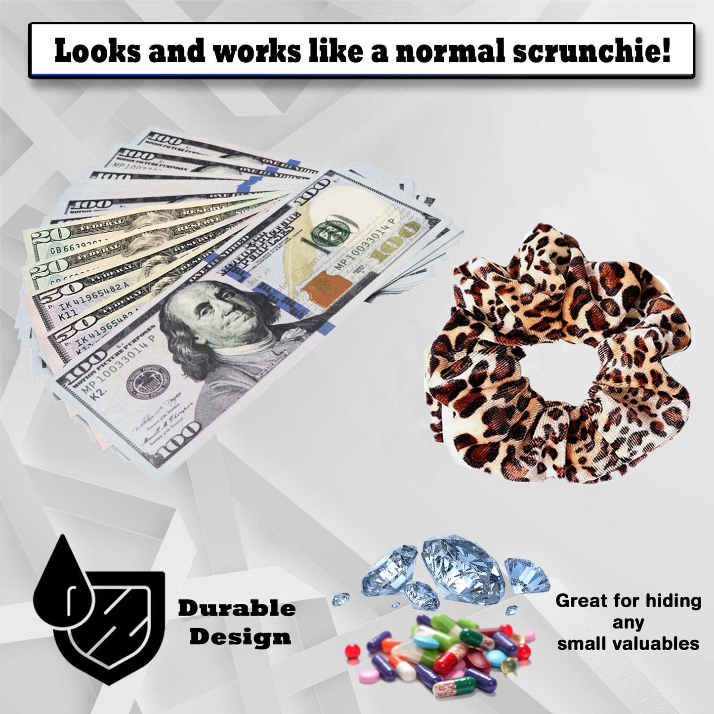 Cute Animal Print Scrunchies Diversion Safes (6 pack) - Advanced Diversion Safe ideas to Stash your valuables