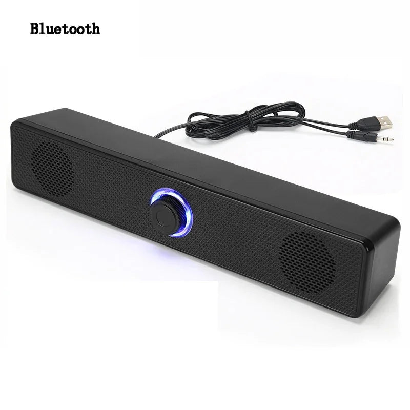 Salange Bluetooth Speaker USB Wired 3.5mm Port Sound Bar for PC Game Console Smartphone Laptop Tablet Black Desk Set Long