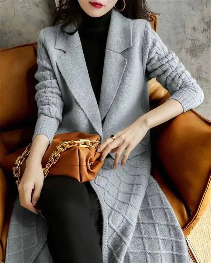 Korean French Style Cashmere Sweater Ladies Wool Windbreaker Cardigan New Autumn Winter Women Knitted Sweater Long Cardigan Coat